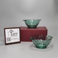 Ensemble de 2 bols en verre borosilicate vert turquoise, design moderne et luxueux, écologiques, pour la cuisine