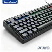 Nouveau clavier de jeu mécanique à 104 touches, sept couleurs lumineuses, taille standard, USB 2.0, plug-and-play, plastique, effets d'éclairage constants, 40G