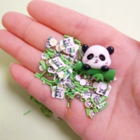 Pépites de pâte polymère Panda pour la décoration de gâteaux artificiels, adorables animaux Panda de dessin animé pour projets de slime et scrapbooking DIY