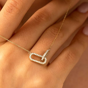 Collier pendentif <span class=keywords><strong>cœur</strong></span> superposé en argent sterling S925 avec double zircon ovale, bijoux tendance pour femmes, SPJ - Product Image 5