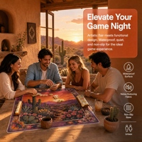Tapis de Mahjong Américain Style Moderne Désert du Sud-Ouest NatuGift, Portable, Antidérapant, Réduction du Bruit, Thème Cactus Saguaro, Jeu de Divertissement
