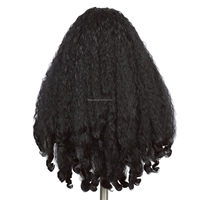 Cheveux synthétiques tressés Yaki Afro V Part, bouclés crépus, demi-perruque à clipser pour femmes noires, résistants à la chaleur, bonnet ajustable, boucles rebondissantes