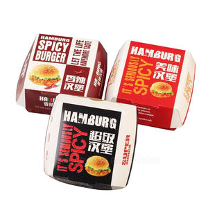 Wholesale Custom Logo Printed Hamburger <b>Box</b> Sanitary Hamburger Snack Container Waterproof Paper Food Container - Product Image 3