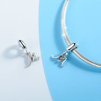925 argent Sterling 26 lettres initiales Bracelet 3d pendentif personnalisé pendentif logo Alphabet perlé breloque pour la fabrication de bijoux