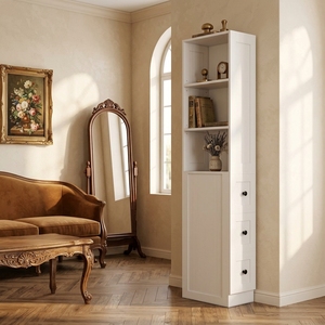 Modern Durable <strong>Bathroom</strong> Storage <strong>Cabinet</strong> <strong>Tall</strong> Thin White with 3 Adjustable Shelves &amp; 3-level Drawers for Apartment &amp; Hotel Use - Product Image 6