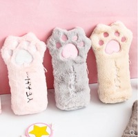 Mignon animal de compagnie chat griffe crayon sac étudiant grande capacité mignon en peluche papeterie boîte crayon sac femme papeterie cadeau