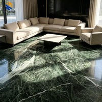 Dalle de marbre KT Stone vert foncé avec veinage blanc pour mur de fond de télévision de luxe
