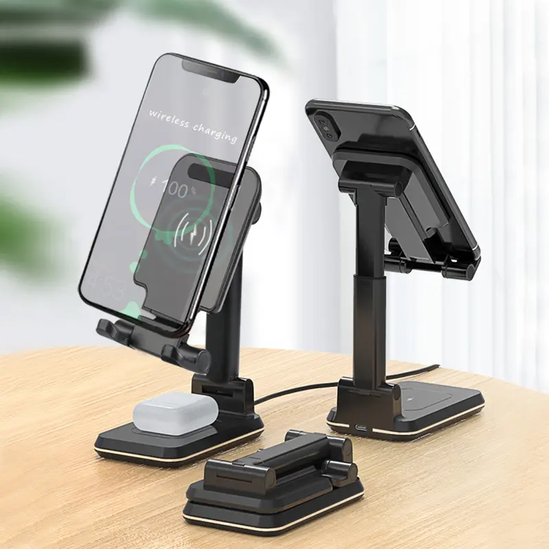 Wireless charger portable Qi foldable phone holder with wireless charger