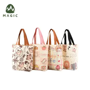 Wholesale Recycled Fabrics Women Kids Handbag Mini Canvas Cotton Tote Bag Custom Logo Color Size Bags