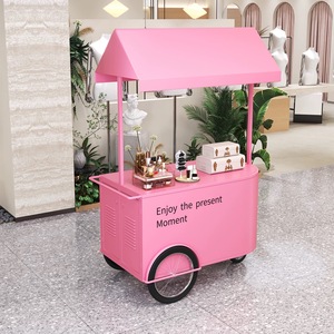 Carrito de Venta Móvil Negro con Logotipo Personalizado, Carrito de Exhibición Moderno con Toldo <span class=keywords><strong>para</strong></span> Cosméticos y Accesorios - Product Image 3