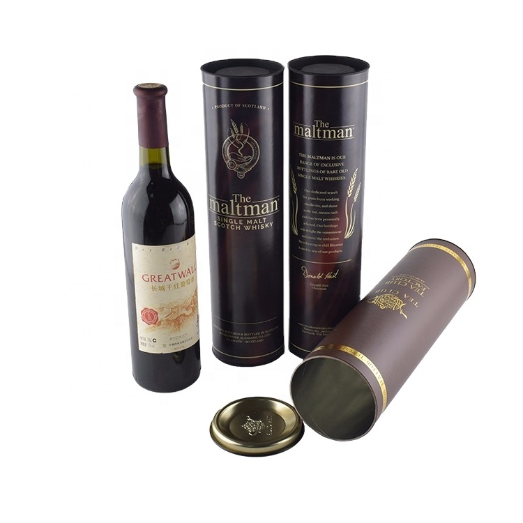 Eco Friendly Custom Cardboard Cylinder Round Gift Paper Tube Wine Packaging Tube