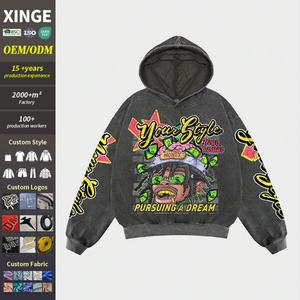 Sudaderas con Capucha para Hombre, Estilo Hip Hop Urbano, Lavado Ácido, Corte Cuadrado, Impresión Digital Directa Personalizada de Alta Calidad al por Mayor - Product Image 1