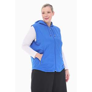 เสื้อกั๊กมีฮู้ดบุขนแกะสีฟ้าอ่อนสำหรับผู้หญิง ยี่ห้อเวเทร ขนาด 75 ซม. ไซส์ 36-60 กันน้ำได้ สไตล์ลำลอง แฟชั่นเรียบร้อย - Product Image 3