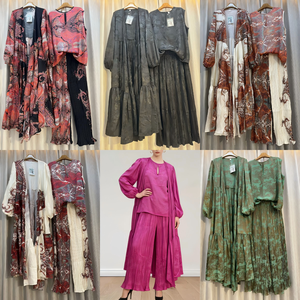 Ensembles modestes de style Dubaï pour femmes, vêtements musulmans traditionnels, taille unique, haut et <span class=keywords><strong>pantalon</strong></span> avec long manteau abaya, tenues en <span class=keywords><strong>satin</strong></span> jacquard - Product Image 2