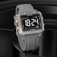 Montre numérique sportive carrée SMAEL 8128 Chrono, lumineuse, résistante à l'eau 5 ATM, mode, colorée, avec alarme et bracelet en silicone