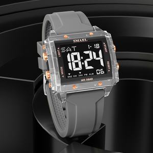 Montre numérique sportive SMAEL 8128, nouvelle montre chronographe en plastique, lumineuse, étanche, tendance, colorée, avec alarme et bracelet en silicone - Product Image 4