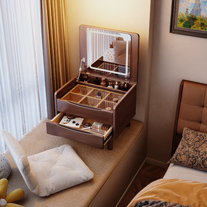 Nordic Solid Wood Bay Window Dressing <b>Table</b> With Mirror Storage Cabinet For Bedroom Home Use - Product Image 2