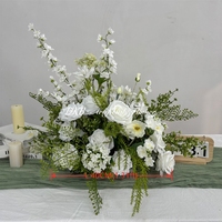 Bouquet de fleurs artificielles en soie 5D blanc et vert, 40 cm, pour allée florale de mariage et décoration d'autel