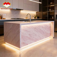 Dalles et carreaux en marbre rose, ensemble de table basse en onyx rose, pierre pour la décoration de la maison et des hôtels