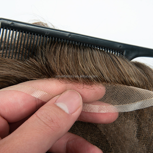 ระบบเปลี่ยนผมปลอมสำหรับผู้ชายแบบบางพิเศษ ทำจากผมแท้ พร้อมฐานลูกไม้ HD สีน้ำตาลเข้ม ดีไซน์แบบไม่ต้องใช้กาว - Product Image 3