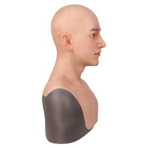 Suministro directo de fábrica, máscara facial realista de silicona Yong Man, accesorios para fiesta de Halloween, máscara de cara completa para <span class=keywords><strong>hombre</strong></span> descubierta, travesti - Product Image 6