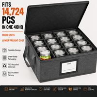 Boîte de rangement robuste, empilable, pliable, durable, sans BPA, avec coque rigide et séparateurs ajustables