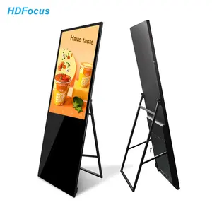 Papan reklame Digital seluler portabel, Display iklan layar LCD dapat dilipat Poster Digital portabel untuk belanja Mall/toko