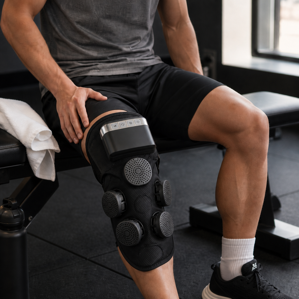 USB Rechargeable Hot Cold Knee Brace Massager Airbag Compression Heat ...
