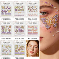 Perles 3D personnalisées en strass pour le visage, bijoux papillon, étoile, cœur, fleur, bijoux pour les yeux, pour maquillage de festival, artisanat DIY, vente en gros OEM