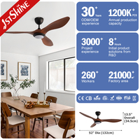 Ventilateur de plafond avec lumière 1stshine, durable, pour la décoration de la maison, excellent vendeur, directement de l'usine, apparence élégante, grand moteur DC