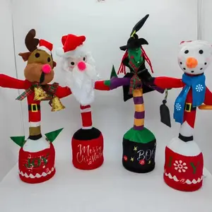 Muñeco de cactus de baile de Navidad, grabación de balanceo, canto, Papá Noel, árbol de Navidad, juguete de peluche eléctrico relleno