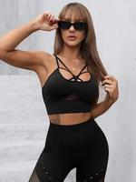 Creusé Mesh Fitness 2 pièces Yoga costume sport Sexy soutien-gorge taille haute fesse pantalon de levage