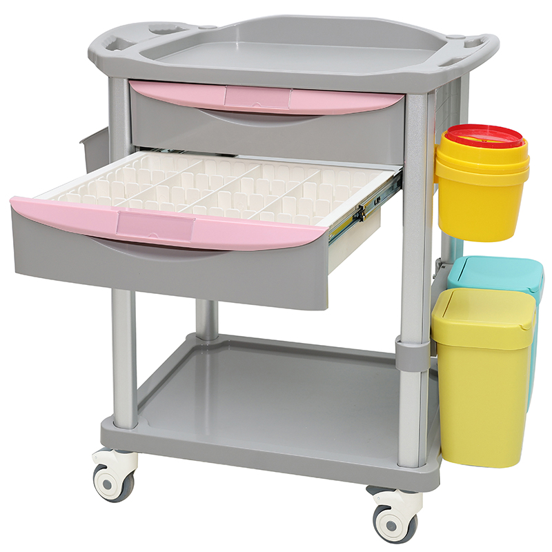MN-TC004 Chariot de soins en ABS de haute qualité pour hôpital Chariot de pansement pour chambre de patient