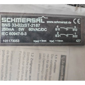 Schmersal เซ็นเซอร์ความปลอดภัยแม่เหล็ก33-02zST-2187 250mA 5W 60VAC /dc IEC 60947-5-3 - Product Image 1