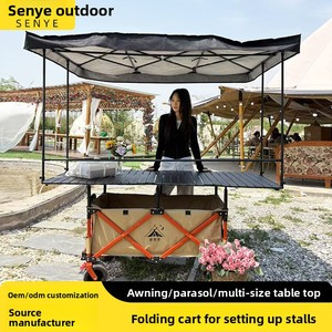 Carrito Plegable Grande de Metal con Ruedas Todoterreno, Mesa Ajustable en Altura, Toldo Elevado, Ideal para <span class=keywords><strong>Camping</strong></span> y Venta Ambulante, SYNC-R04 - Product Image 3