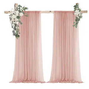 Nouvel arrivage de rideaux décoratifs en mousseline de soie Polyester rose pour fêtes et événements de mariage, 2022