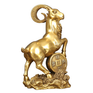 Ornement du zodiaque chinois en laiton moulé, Mouton porte-bonheur, Décoration de table, Artisanat animalier pour le Nouvel An chinois, Cadeau - Product Image 5
