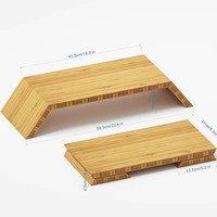 Support d'ordinateur en bambou, support de moniteur de bureau en bambou réglable en hauteur