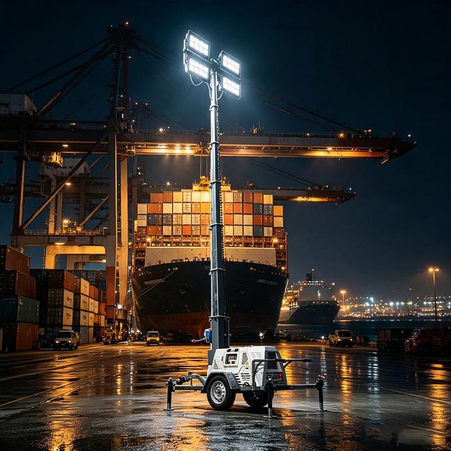 High Performance Mobile Light Tower Lithium Battery LED 4x400W for Silent Night Construction Work with CE ISO Certification