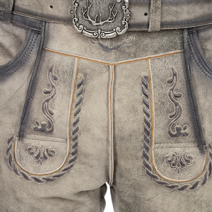 Elegante Lederhosen bávaro, Kniebund Hosen, Hombres Ledersosen Trachten Lederhosen Pantalones de cuero con tirantes 2025 - Product Image 1