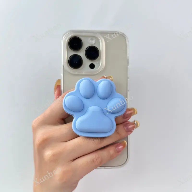 Tùy chỉnh Silicone Bìa Tương thích với p-ổ cắm điện thoại từ Grip xách tay điện thoại di động chủ với thiết kế dễ thương Dog Paw