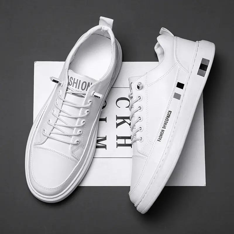 2023 Latest Breathable Shoe Man Leather White Flat Fashion Sneakers Men's Sports Running XRH Factory Price Casual Shoes