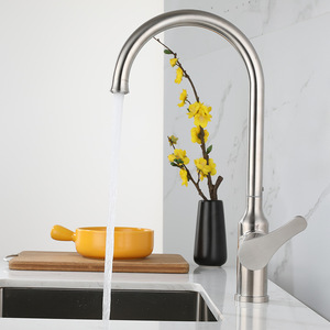 Robinet de cuisine Hemans en acier inoxydable 304, monocommande, à poser sur comptoir, rotation à 360 degrés, style moderne - Product Image 1