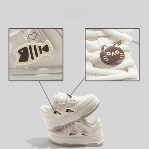 Baskets blanches en maille pour femmes avec design résille, semelle épaisse, chaussures de sport décontractées - Product Image 6