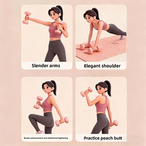 Haltères antidérapants en caoutchouc pour exercices de renforcement musculaire des <span class=keywords><strong>bras</strong></span> et du tronc, pour femmes et hommes, usage domestique, <span class=keywords><strong>avec</strong></span> fonction de relaxation musculaire - Product Image 3