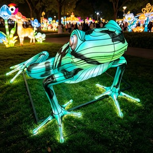 Lanterne grenouille en soie imperméable pour l'extérieur, sculpture lumineuse animale pour la décoration de festival et de jardin - Product Image 3
