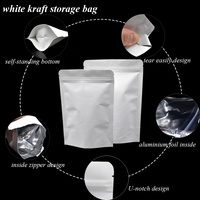 High Quality Reusable White Kraft Paper Pouches With Aluminum Foil Lining Portable Waterproof Food Storage Bags With Zipper
