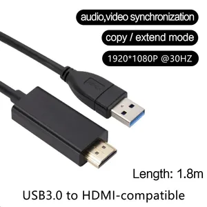 <span class=keywords><strong>Cable</strong></span> USB 3.0 <span class=keywords><strong>a</strong></span> <span class=keywords><strong>HDMI</strong></span> de 1.8M, Convertidor USB 3.0 <span class=keywords><strong>a</strong></span> <span class=keywords><strong>HDMI</strong></span>, <span class=keywords><strong>Cable</strong></span> de Video para Monitor de Proyector 1080P para Laptop, PC y Proyector - Product Image 3