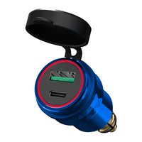 ELEWIND Adaptor Konektor USB Sepeda Motor, TYPE-C USB-C QC 3.0 + PD dengan Lampu