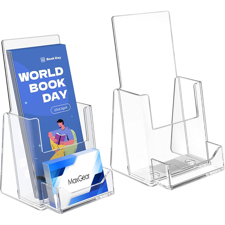 Lot De 2 Porte-Brochures A4 En Acrylique Transparent Avec Porte-Cartes De Visite - Rarapop